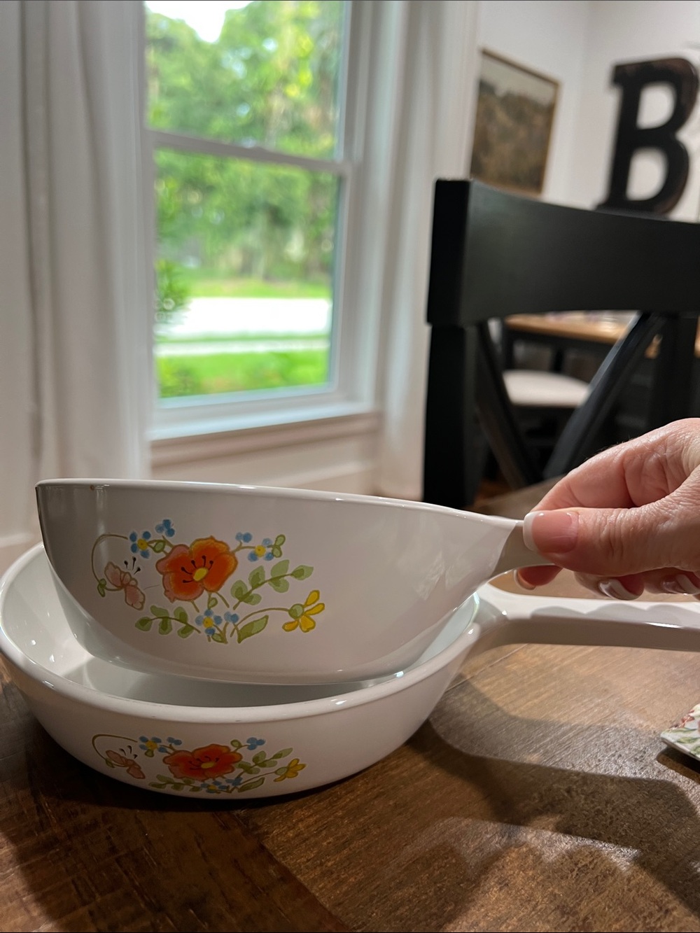 Corningware Floral Bouquet- sauté dishes Set of 2